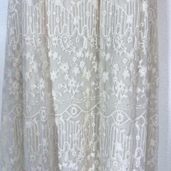 Zara Maxi Dress Lace Embroidery Cottagecore Croquette Prairie Ivory Medium - Picture 7 of 13